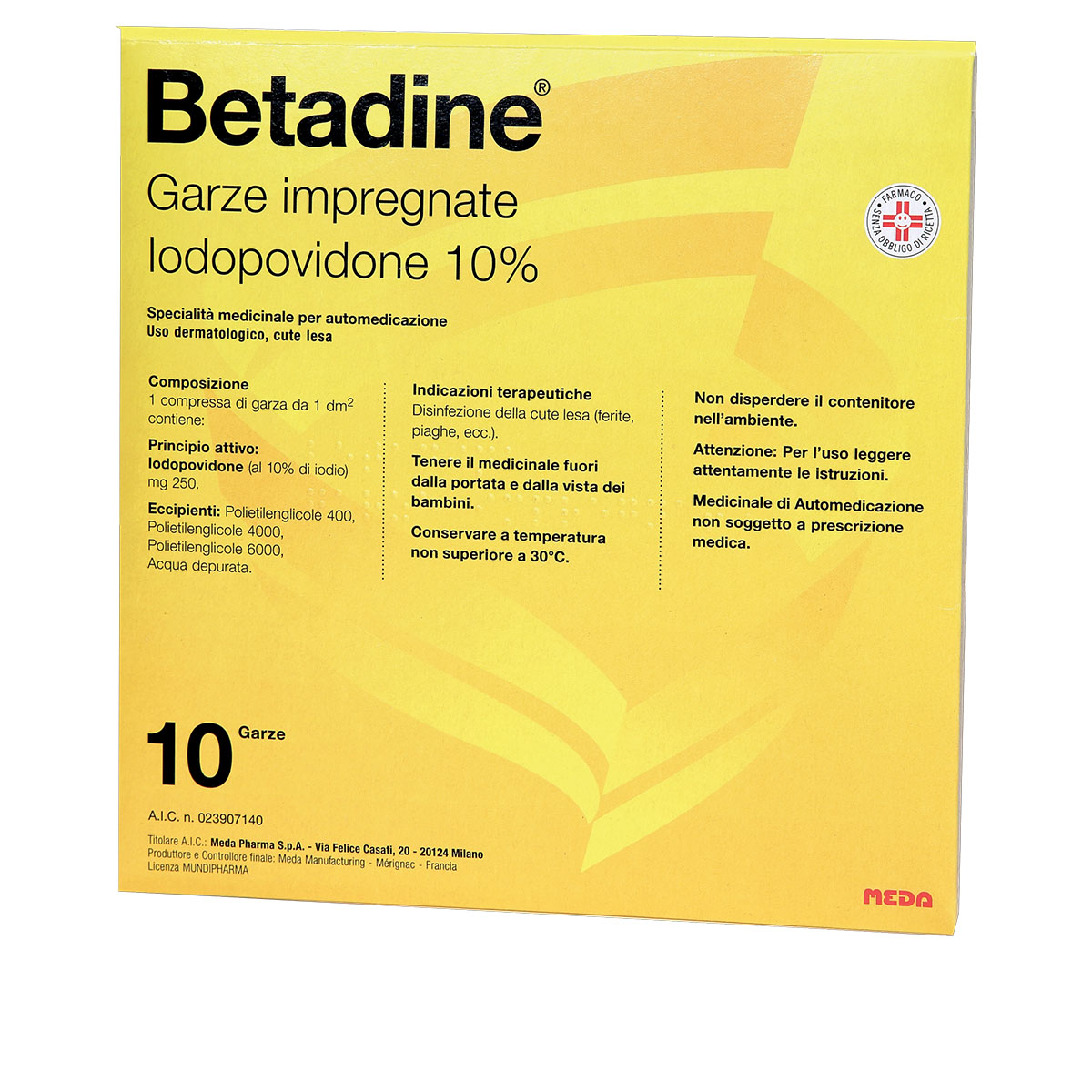 Betadine 10% Garze Impregnate Iodopovidone