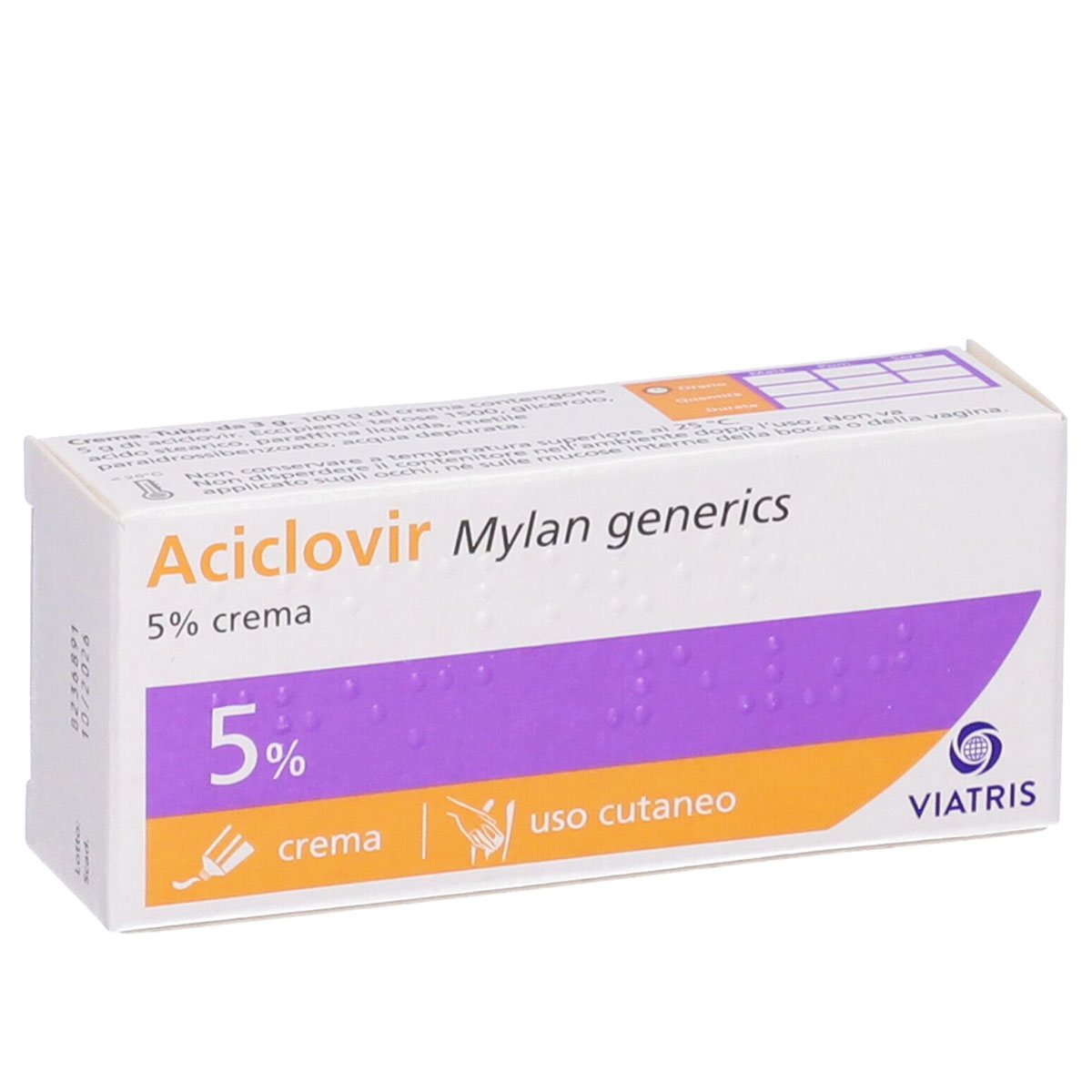 Aciclovir Mylan Generics 5% Herpes Tubo 3 g