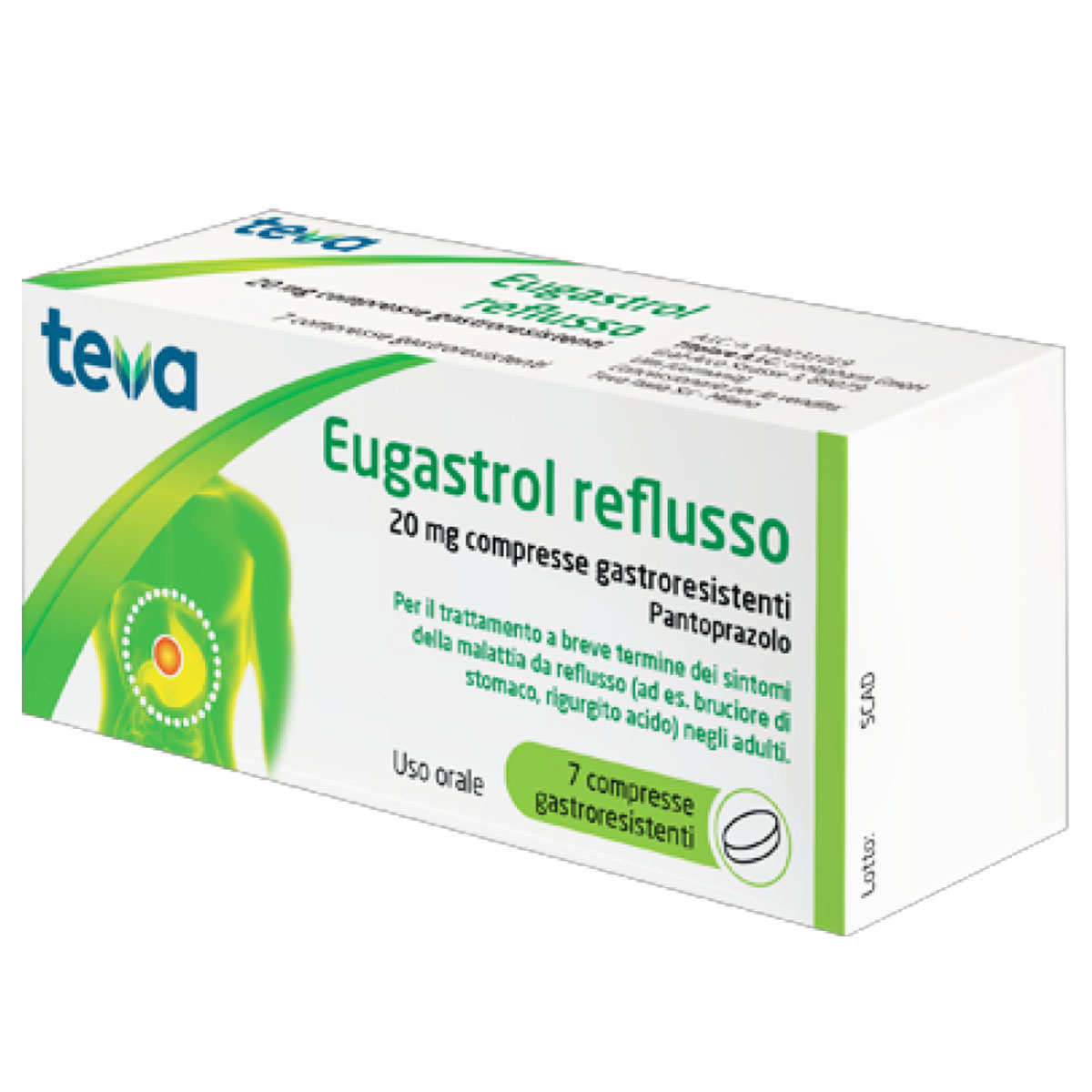 Eugastrol Reflusso 20 mg 7 Compresse Pantoprazolo