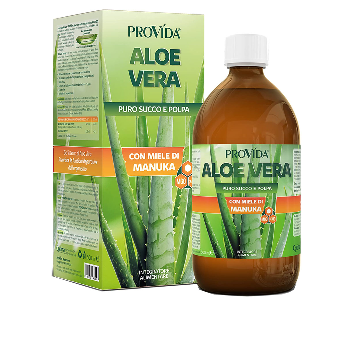 Provida Bio Aloe Vera Succo e Polpa Miele Di Manuka 500 ml