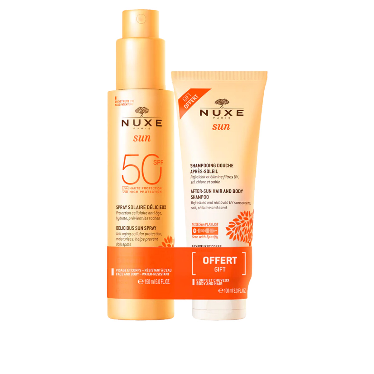 Nuxe Sun Duo Delizioso Spray Solare Spf50 + Shampoo Doccia Doposole