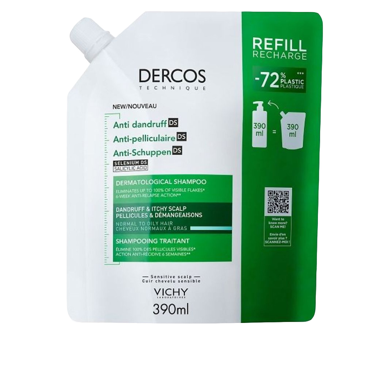 Vichy Dercos Antiforfora DS Capelli Normali-grassi Eco-ricarica 390ml