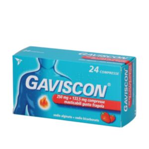 24352205 Gaviscon 250 mg + 133.5 mg Compresse Masticabili Gusto Fragola 24 compresse