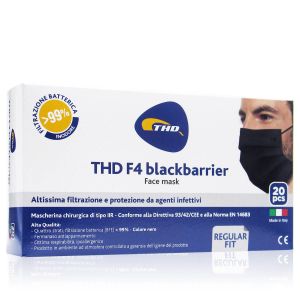 Thd Face Mask F4 Blackbarrier Mascherine 4 Strati 20 Pezzi Colore Nero Made In Italy